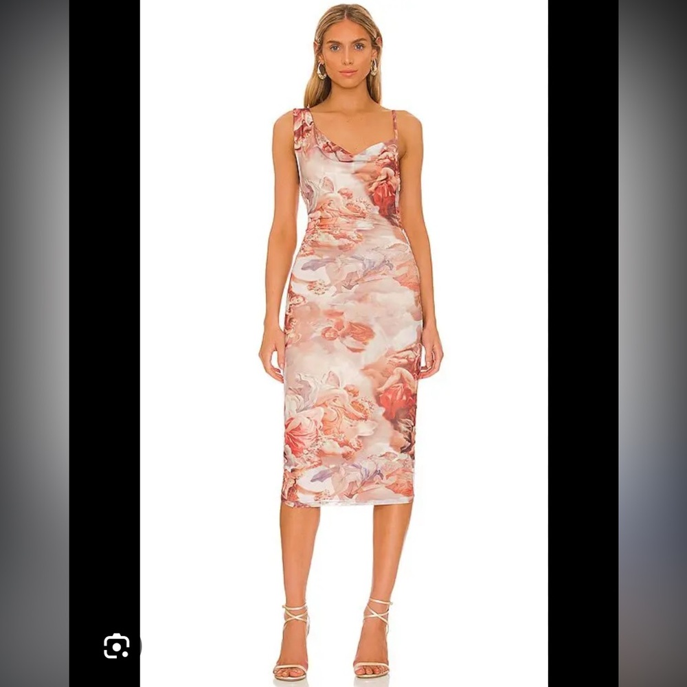 Superdown Floral Midi Dress in Pink and Cream